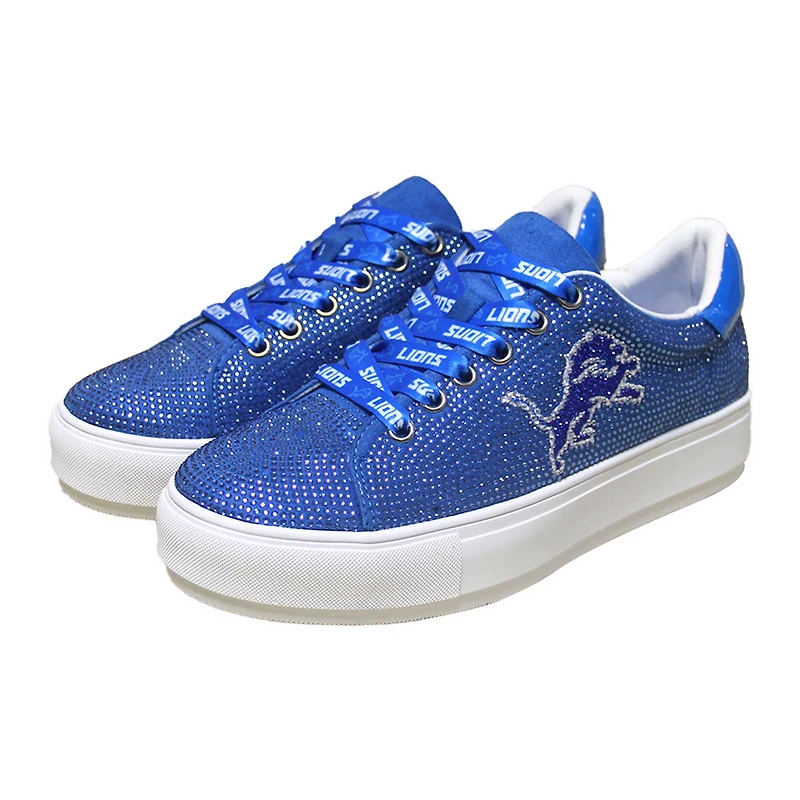 Women's Cuce Blue Detroit Lions Team Color Crystal Sneakers