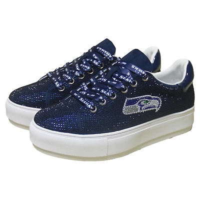Women's Cuce Navy Seattle Seahawks Team Color Crystal Sneakers