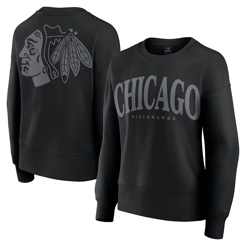 Women's Fanatics Black Chicago Blackhawks Elements Flow Pullover Sweatshirt
