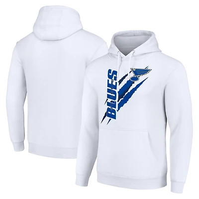 Men's Starter White St. Louis Blues Color Scratch Fleece Pullover Hoodie