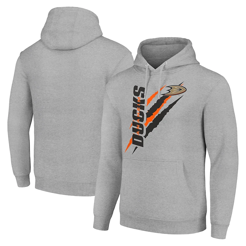 Men's Starter Heather Gray Anaheim Ducks Color Scratch Fleece Pullover Hoodie