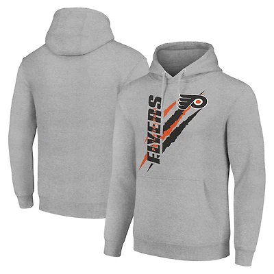 Men's Starter Heather Gray Philadelphia Flyers Color Scratch Fleece Pullover Hoodie