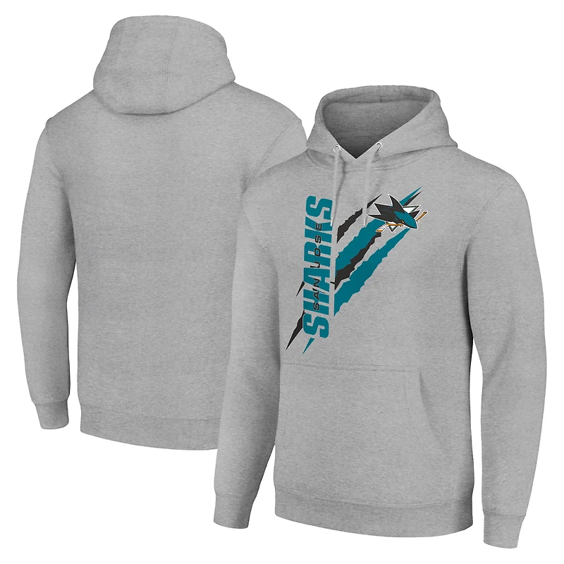 Men's Starter  Heather Gray San Jose Sharks Color Scratch Fleece Pullover Hoodie