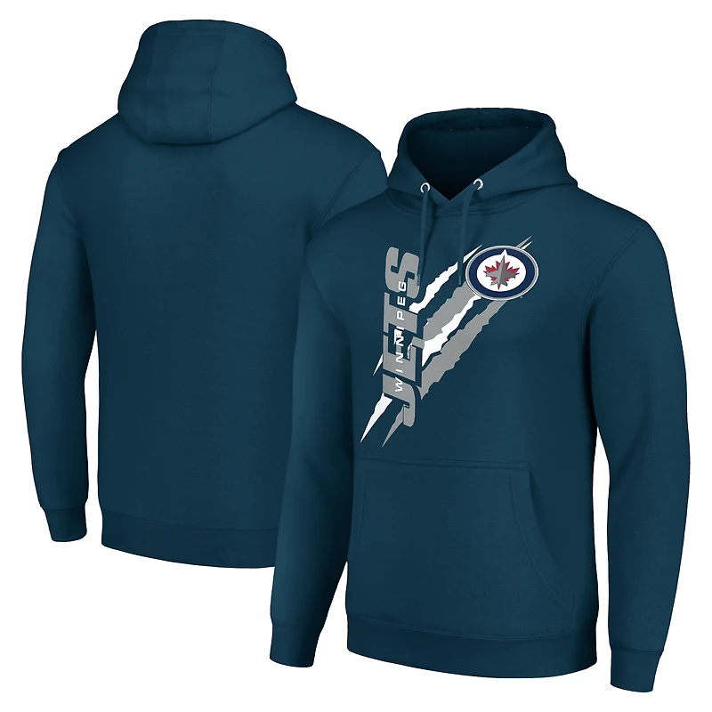 Men's Starter Blue Winnipeg Jets Color Scratch Fleece Pullover Hoodie