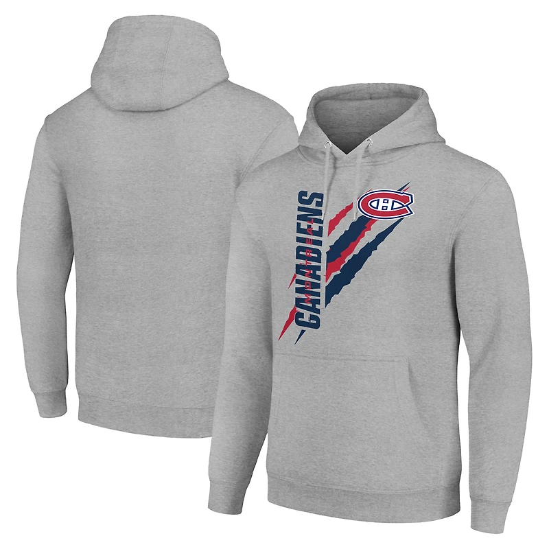 Men's Starter Heather Gray Montreal Canadiens Color Scratch Fleece Pullover Hoodie