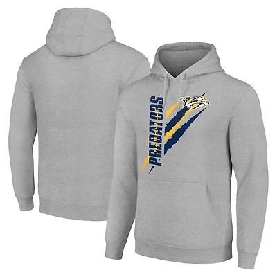 Men's Starter Heather Gray Nashville Predators Color Scratch Fleece Pullover Hoodie