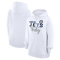 Women's G-III 4Her by Carl Banks  White Winnipeg Jets Team Fleece Pullover Hoodie