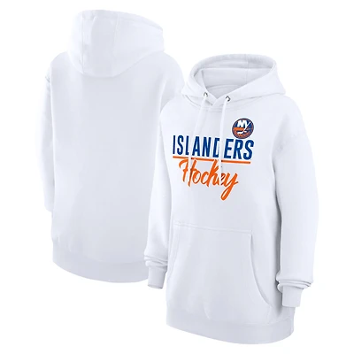 Women's G-III 4Her by Carl Banks  White New York Islanders Team Fleece Pullover Hoodie
