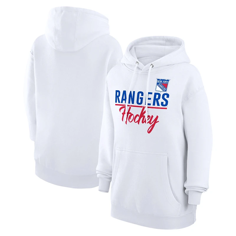 Women's G-III 4Her by Carl Banks  White New York Rangers Team Fleece Pullover Hoodie