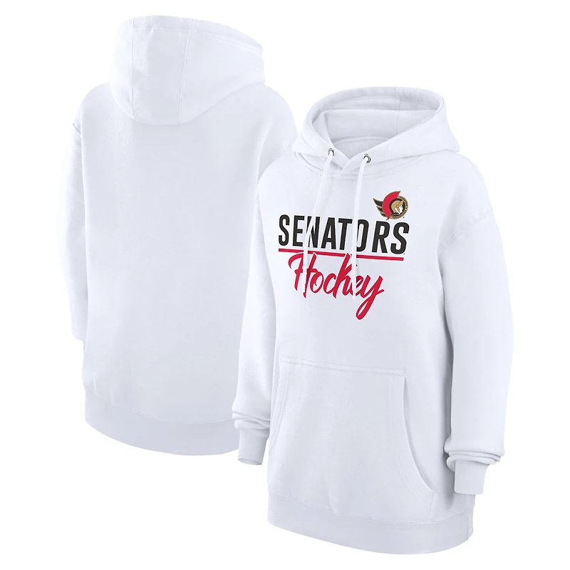 Women's G-III 4Her by Carl Banks  White Ottawa Senators Team Fleece Pullover Hoodie