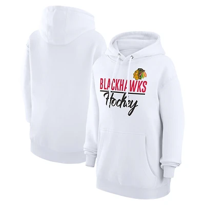 Women's G-III 4Her by Carl Banks  White Chicago Blackhawks Team Fleece Pullover Hoodie