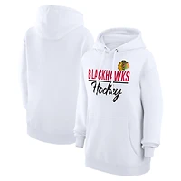 Women's G-III 4Her by Carl Banks  White Chicago Blackhawks Team Fleece Pullover Hoodie