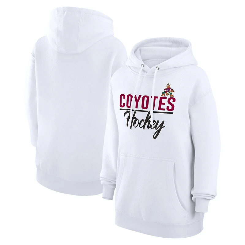 Women's G-III 4Her by Carl Banks  White Arizona Coyotes Team Fleece Pullover Hoodie