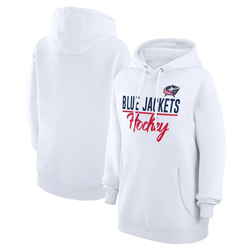 Women's G-III 4Her by Carl Banks  White Columbus Blue Jackets Team Fleece Pullover Hoodie