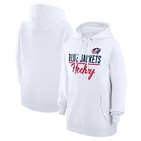 Women's G-III 4Her by Carl Banks  White Columbus Blue Jackets Team Fleece Pullover Hoodie