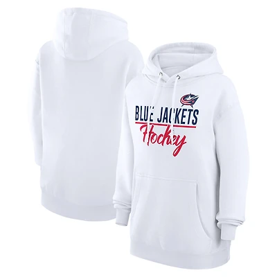 Women's G-III 4Her by Carl Banks  White Columbus Blue Jackets Team Fleece Pullover Hoodie