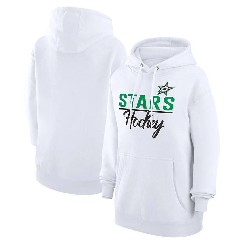 Women's G-III 4Her by Carl Banks  White Dallas Stars Team Fleece Pullover Hoodie