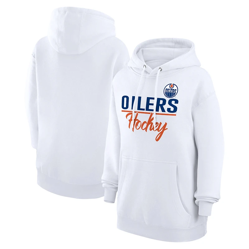 Women's G-III 4Her by Carl Banks  White Edmonton Oilers Team Fleece Pullover Hoodie