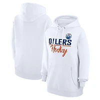 Women's G-III 4Her by Carl Banks  White Edmonton Oilers Team Fleece Pullover Hoodie