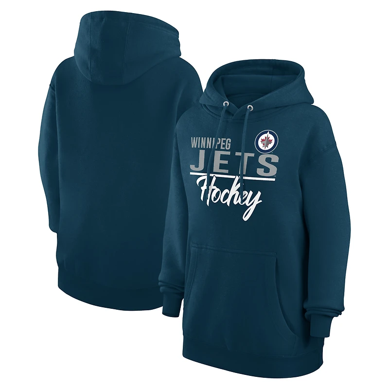 Women's G-III 4Her by Carl Banks Navy Winnipeg Jets Team Fleece Pullover Hoodie