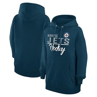 Women's G-III 4Her by Carl Banks Navy Winnipeg Jets Team Fleece Pullover Hoodie