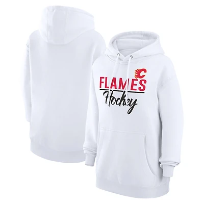 Women's G-III 4Her by Carl Banks  White Calgary Flames Team Fleece Pullover Hoodie
