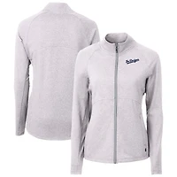 Women's Cutter & Buck Heather Gray Los Angeles Dodgers City Connect Adapt Eco Knit Recycled Full-Zip Jacket