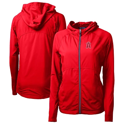 Women's Cutter & Buck Red Los Angeles Angels City Connect Adapt Eco Knit Hybrid Recycled Full-Zip Hoodie