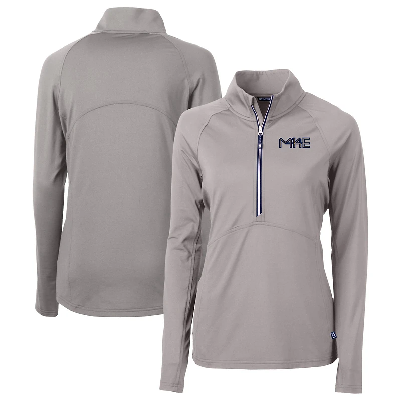 Women's Cutter & Buck Milwaukee Brewers City Connect Adapt Eco Knit Recycled Half-Zip Pullover Top
