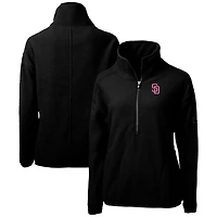 Women's Cutter & Buck Black San Diego Padres City Connect Cascade Eco Sherpa Half-Zip Pullover Jacket