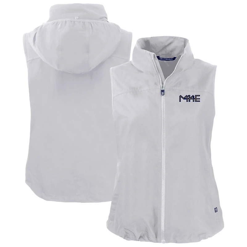 Women's Cutter & Buck  Gray Milwaukee Brewers City Connect Charter Eco Recycled Full-Zip Vest