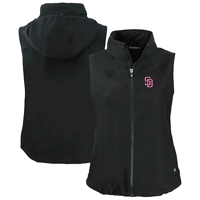 Women's Cutter & Buck  Black San Diego Padres City Connect Charter Eco Recycled Full-Zip Vest