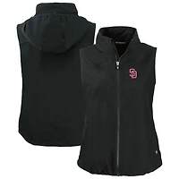 Women's Cutter & Buck  Black San Diego Padres City Connect Charter Eco Recycled Full-Zip Vest