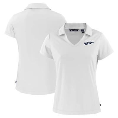 Women's Cutter & Buck  White Los Angeles Dodgers City Connect Daybreak Eco Recycled V-Neck Polo