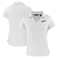 Women's Cutter & Buck  White Los Angeles Dodgers City Connect Daybreak Eco Recycled V-Neck Polo