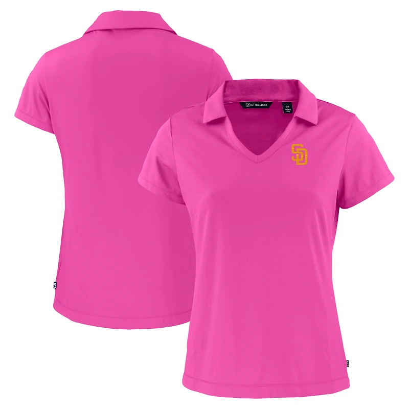 Women's Cutter & Buck  Pink San Diego Padres City Connect Daybreak Eco Recycled V-Neck Polo