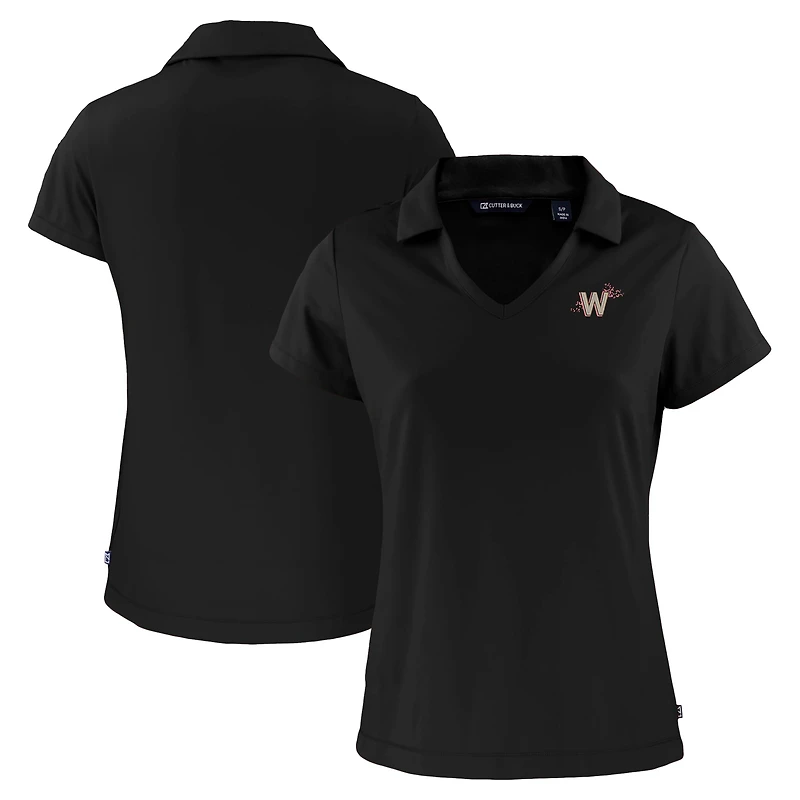 Women's Cutter & Buck  Black Washington Nationals City Connect Daybreak Eco Recycled V-Neck Polo