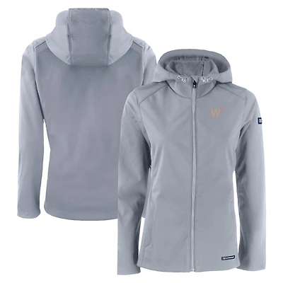 Women's Cutter & Buck  Gray Washington Nationals City Connect Evoke Eco Softshell Recycled Full-Zip Hoodie Jacket