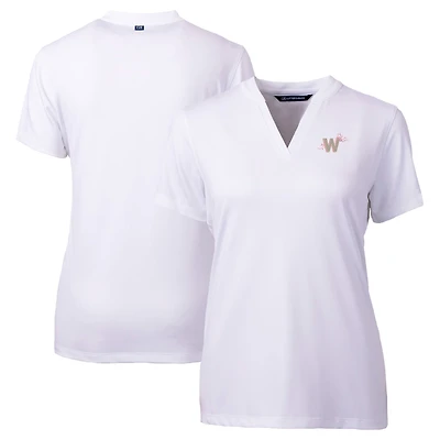Women's Cutter & Buck White Washington Nationals City Connect Forge Heathered Stretch Blade Top