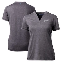 Women's Cutter & Buck  Heather Charcoal Los Angeles Dodgers City Connect Forge Heathered Stretch Blade Top