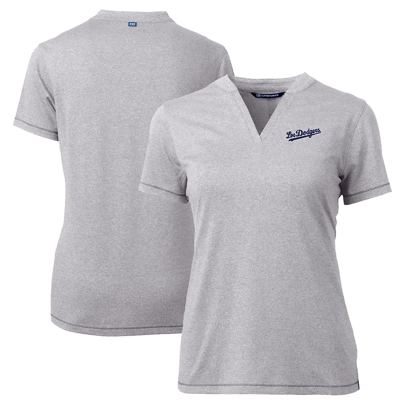 Women's Cutter & Buck  Heather Gray Los Angeles Dodgers City Connect Forge Heathered Stretch Blade Top