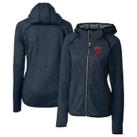 Women's Cutter & Buck  Heather Navy Los Angeles Angels City Connect Mainsail Full-Zip Hooded Jacket