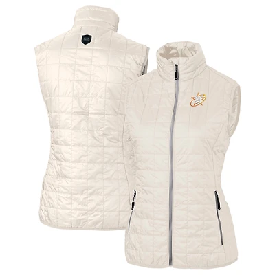 Women's Cutter & Buck  Oatmeal Houston Astros City Connect Rainier PrimaLoft Eco Insulated Full-Zip Puffer Vest