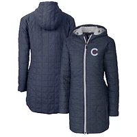 Women's Cutter & Buck  Anthracite Chicago Cubs City Connect Rainier PrimaLoft Eco Insulated Hooded Long Coat