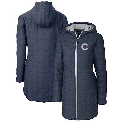 Women's Cutter & Buck  Anthracite Chicago Cubs City Connect Rainier PrimaLoft Eco Insulated Hooded Long Coat