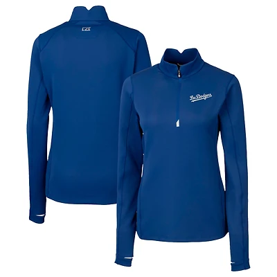 Women's Cutter & Buck Royal Los Angeles Dodgers City Connect Traverse Stretch Quarter-Zip Pullover Top