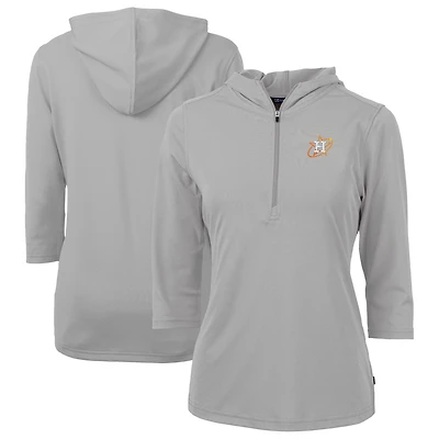 Women's Cutter & Buck Gray Houston Astros City Connect Virtue Eco Pique Recycled Half-Zip Pullover Hoodie