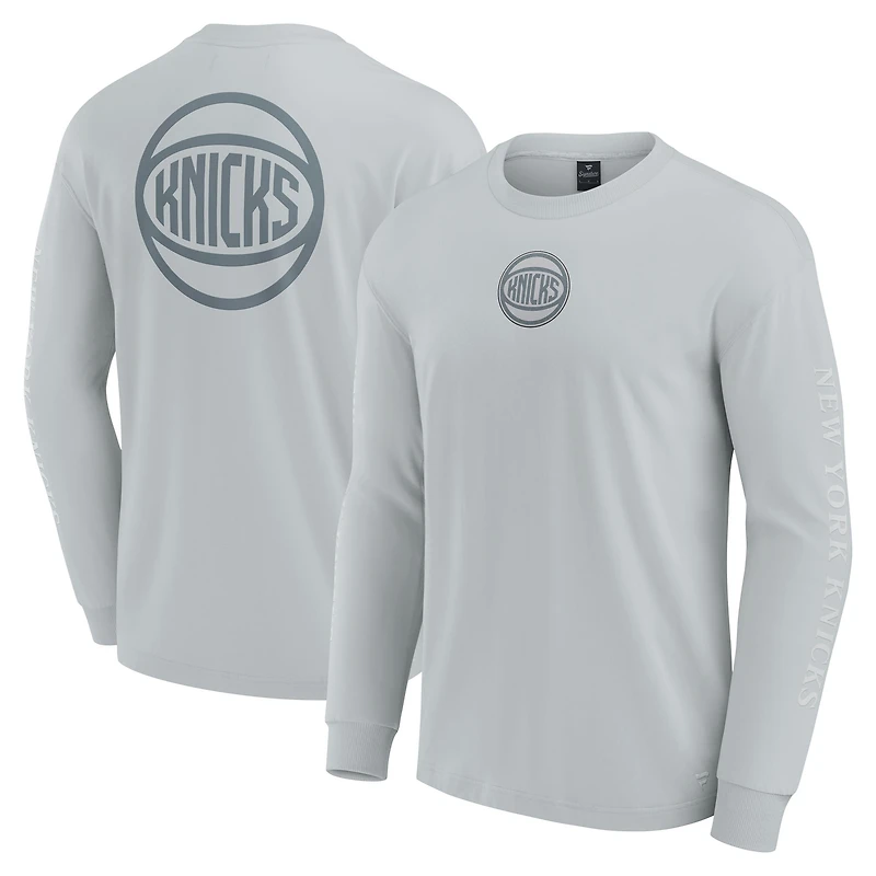 Men's Fanatics Gray New York Knicks Elements Strive Long Sleeve T-Shirt