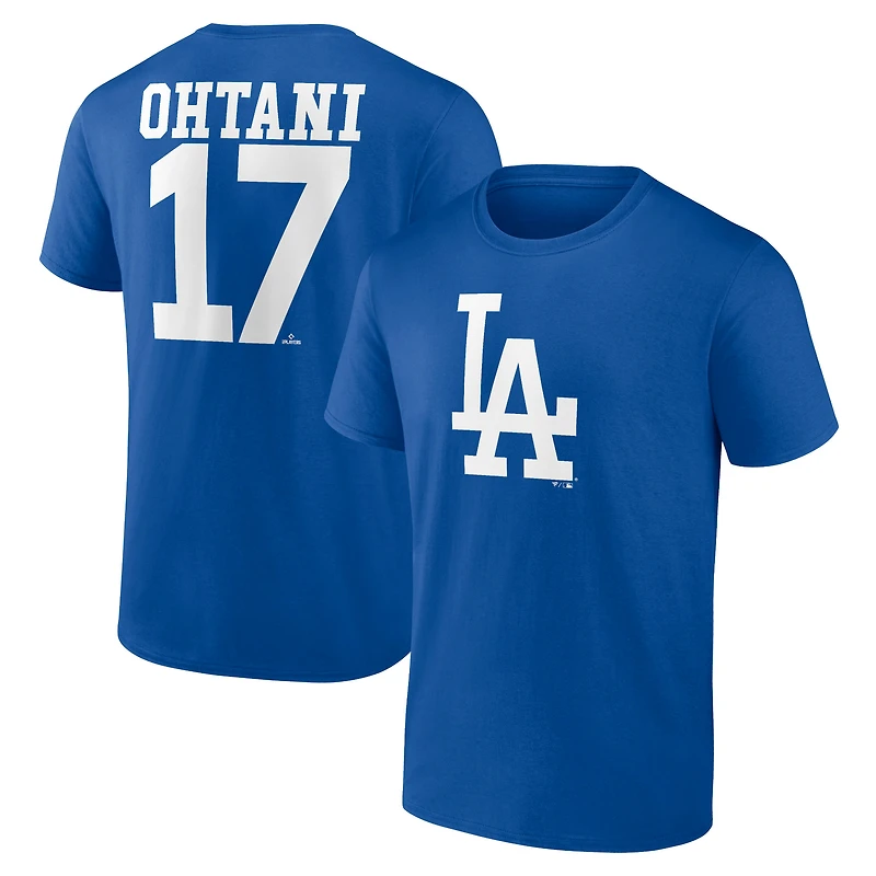 Men's Fanatics Shohei Ohtani Royal Los Angeles Dodgers Player Icon Name & Number T-Shirt