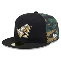 Men's New Era Black Anaheim Angels Digi Camo 59FIFTY Fitted Hat